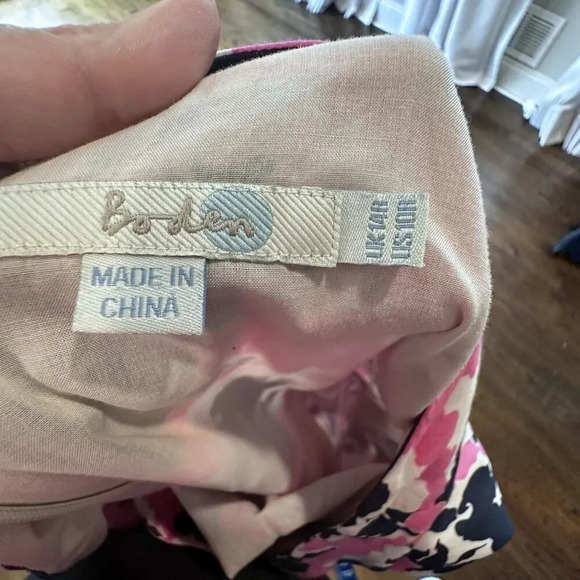 Boden Vintage Bow A Line Dress Pink and Blue Floral Print Size 10R 1186 - Picture 6 of 11